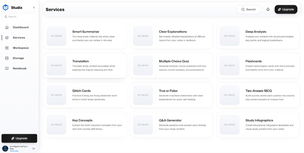 Studix Platform dashboard overview